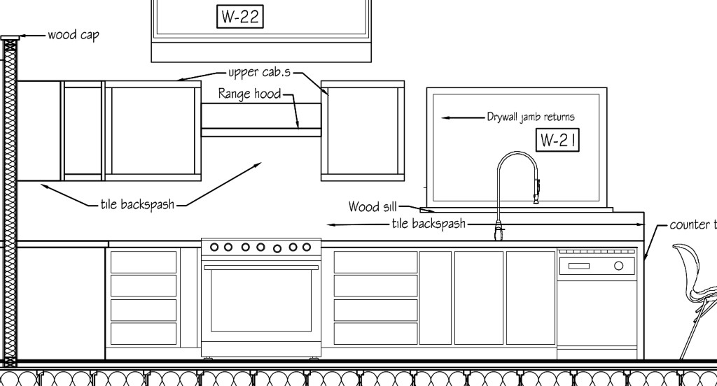 Kitchen design drawn by Mpdesign and drafting.com