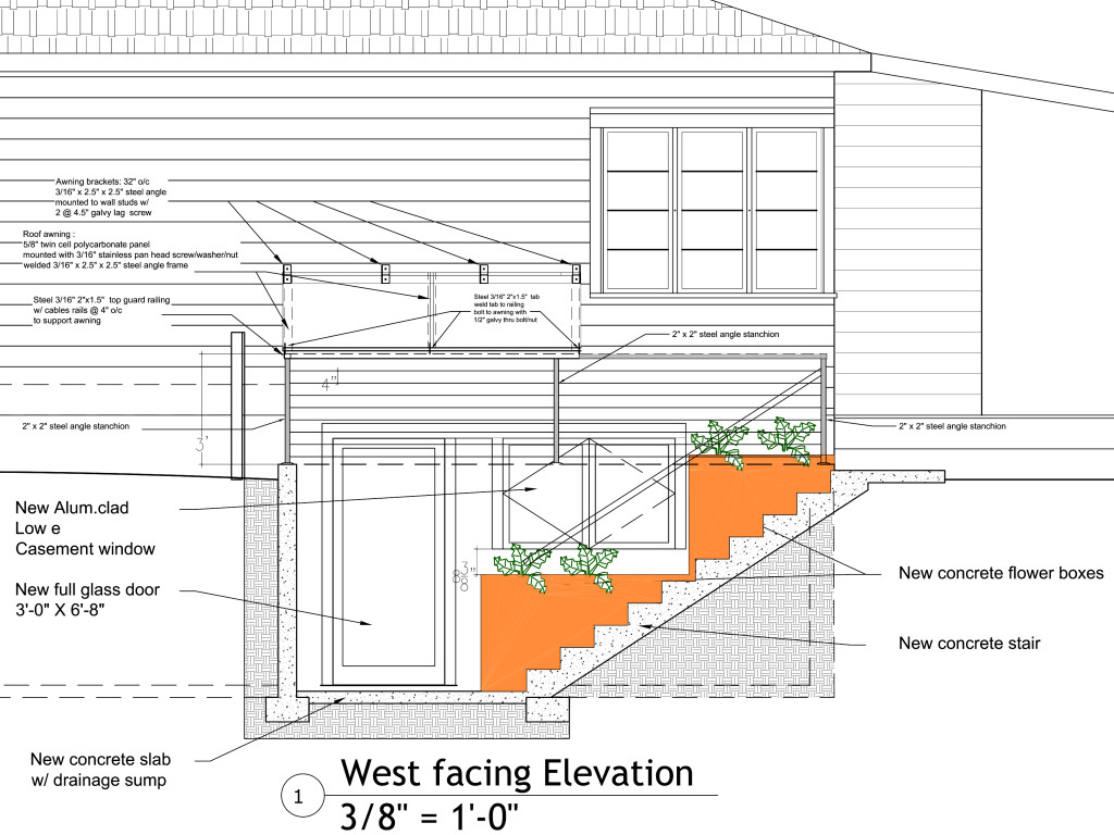 Drawing of basement walkout stairs and entry.