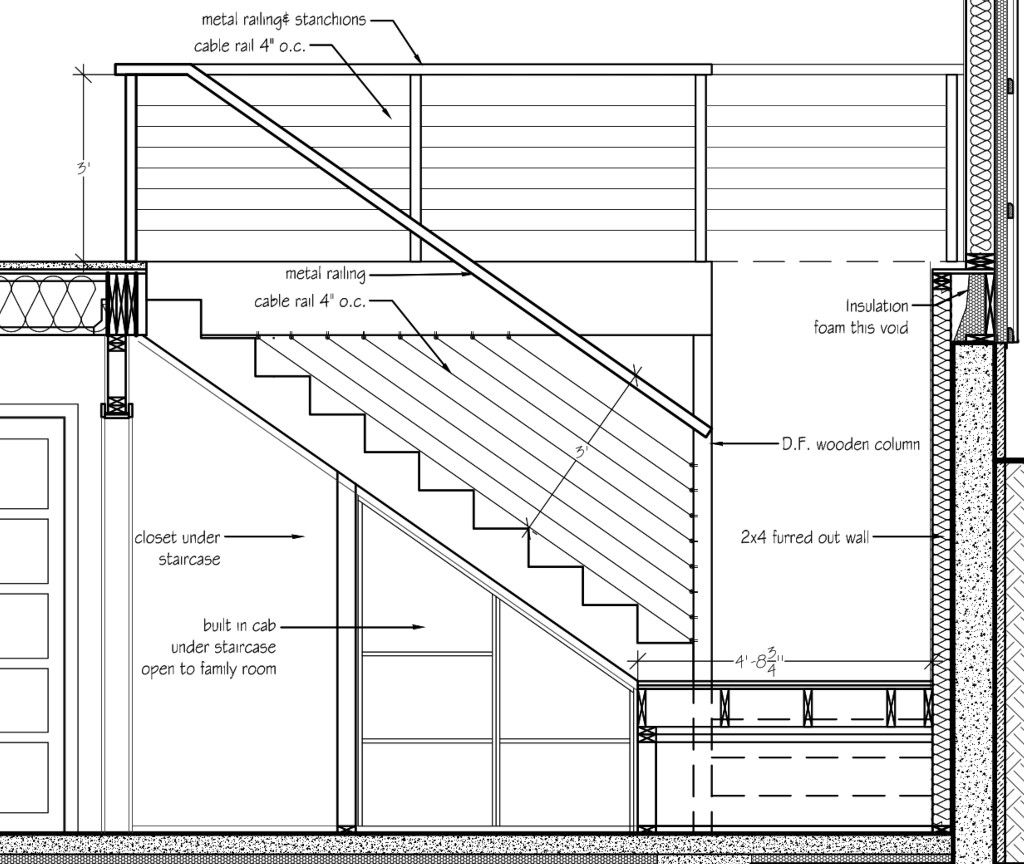 Open staircase design drawing